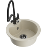 Mexen Diego 1-bowl granite sink with Duo kitchen faucet, beige - 6512-69-671701-70-B