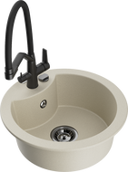 Mexen Diego 1-compartment granite sink with a kitchen mixer tap Duo, Beige - 6512-69-671701-70-B