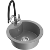 Mexen Diego 1-Bowl Granite Sink with Duo Kitchen Faucet, Gray - 6512-71-671701-07
