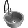 Mexen Diego 1-compartment granite sink with a kitchen mixer tap Duo, grey - 6512-71-671701-07