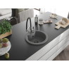 Mexen Diego single-bowl granite sink with Duo kitchen faucet, gray - 6512-71-671701-07-B