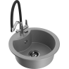 Mexen Diego 1-bowl granite kitchen sink with Duo kitchen faucet, gray - 6512-71-671701-07-B