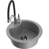 Mexen Diego single-bowl granite sink with Duo kitchen faucet, gray - 6512-71-671701-07-B