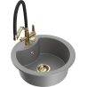 Mexen Diego 1-bowl granite kitchen sink with Duo tap, grey - 6512-71-671701-57-G