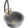 Mexen Diego 1-bowl granite sink with Duo kitchen faucet, gray - 6512-71-671701-57-G
