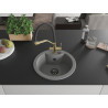 Mexen Diego single-bowl granite sink with Duo kitchen faucet, gray - 6512-71-671701-57-B