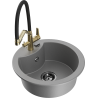 Mexen Diego granite kitchen sink 1-bowl with Duo kitchen faucet, gray - 6512-71-671701-57-B