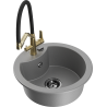 Mexen Diego single-bowl granite sink with Duo kitchen faucet, gray - 6512-71-671701-57-B