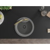 Mexen Diego single-bowl granite sink with Duo kitchen faucet, gray - 6512-71-671701-57-B