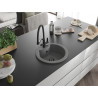 Mexen Diego 1-bowl granite sink with Duo kitchen faucet, gray - 6512-71-671701-70-B