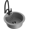 Mexen Diego 1-bowl granite sink with Duo kitchen faucet, gray - 6512-71-671701-70-B