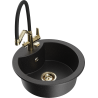 Mexen Diego 1-bowl granite kitchen sink with Duo tap, black/silver metallic - 6512-73-671701-57-G