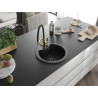 Mexen Diego single-bowl granite sink with Duo kitchen faucet, black/silver metallic - 6512-73-671701-57-B