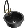 Mexen Diego 1-bowl granite sink with Duo kitchen faucet, black/silver metallic - 6512-73-671701-57-B