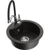 Mexen Diego 1-compartment granite sink with a kitchen mixer tap Duo, Black/ gold metallic - 6512-75-671701-07