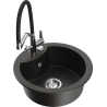 Mexen Diego granite sink, 1-bowl with Duo kitchen tap, black/gold metallic - 6512-75-671701-07
