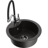Mexen Diego granite kitchen sink 1-bowl with Duo kitchen faucet, black/gold metallic - 6512-75-671701-07-B