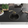Mexen Diego granite sink 1-bowl with Duo kitchen faucet, black/gold metallic - 6512-75-671701-57-B