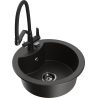 Mexen Diego 1-bowl granite sink with Duo kitchen faucet, black/gold metallic - 6512-75-671701-70-B