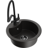 Mexen Diego granite kitchen sink 1-bowl with Duo kitchen faucet, black/golden metallic - 6512-75-671701-70-B