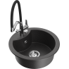 Mexen Diego granite kitchen sink, 1-bowl with Duo kitchen faucet, black speckled - 6512-76-671701-07