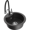 Mexen Diego granite kitchen sink 1-bowl with kitchen faucet Duo, black speckled - 6512-76-671701-07