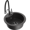 Mexen Diego 1-Bowl Granite Sink with Duo Kitchen Tap, Black Flecked - 6512-76-671701-07-B