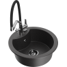Mexen Diego single-bowl granite sink with Duo kitchen faucet, speckled black - 6512-76-671701-07-B