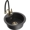 Mexen Diego 1-Bowl Granite Sink with Duo Kitchen Faucet, Speckled Black - 6512-76-671701-57-G