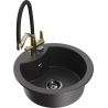 Mexen Diego 1-bowl granite sink with Duo kitchen tap, black speckled - 6512-76-671701-57-B