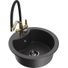 Mexen Diego 1-compartment granite sink with a kitchen mixer tap Duo, Spotted black - 6512-76-671701-57-B