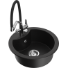 Mexen Diego 1-compartment granite sink with a kitchen mixer tap Duo, Black - 6512-77-671701-07