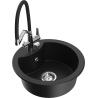 Mexen Diego Granite Sink 1-Bowl with Duo Kitchen Tap, Black - 6512-77-671701-07