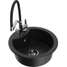 Mexen Diego granite kitchen sink 1-bowl with Duo kitchen faucet, black - 6512-77-671701-07-B