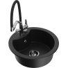 Mexen Diego granite single-bowl sink with Duo kitchen faucet, black - 6512-77-671701-07-B