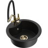 Mexen Diego 1-bowl granite sink with Duo kitchen faucet, black - 6512-77-671701-57-G