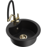 Mexen Diego granite sink 1-bowl with Duo kitchen tap, black - 6512-77-671701-57-G