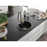 Mexen Diego 1-bowl granite sink with Duo kitchen faucet, black - 6512-77-671701-57-G