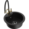 Mexen Diego 1-bowl granite sink with Duo kitchen faucet, black - 6512-77-671701-57-B