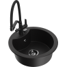 Mexen Diego 1-bowl granite sink with Duo kitchen faucet, black - 6512-77-671701-70-B