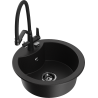 Mexen Diego Granite Kitchen Sink 1-Bowl with Duo Faucet, Black - 6512-77-671701-70-B