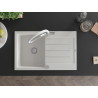 Mexen Bruno 1-Bowl Granite Sink with Drainer and Duo Kitchen Faucet, White - 6513-20-671701-02