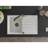 Mexen Bruno 1-bowl granite sink with drainer and Duo kitchen faucet, white - 6513-20-671701-57-B