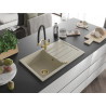Mexen Bruno granite single-bowl sink with drainer and Duo kitchen faucet, beige - 6513-69-671701-57-G