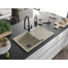 Mexen Bruno 1-bowl granite sink with drainer and Duo kitchen tap, beige - 6513-69-671701-70-B