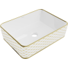 Mexen Catia countertop washbasin 48 x 37 cm, white/gold checkered pattern - 21314809
