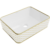 Mexen Catia countertop washbasin 48 x 37 cm, white/gold plaid pattern - 21314809