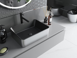 Mexen Catia countertop sink 48 x 37 cm, black matte/silver - 21314874