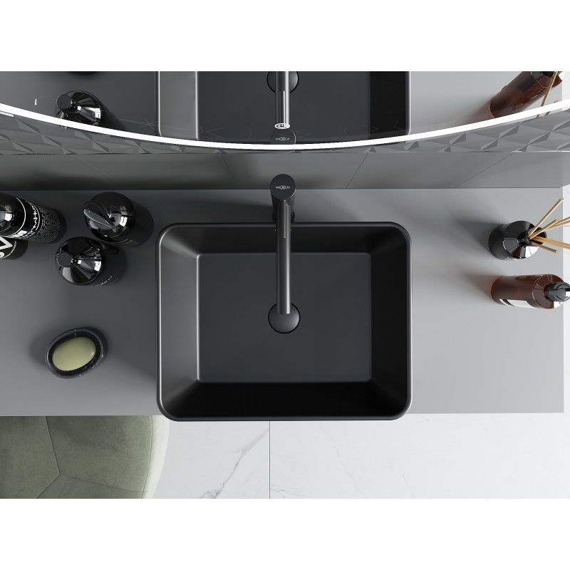 Mexen Catia countertop washbasin 48 x 37 cm, black matte/silver - 21314874