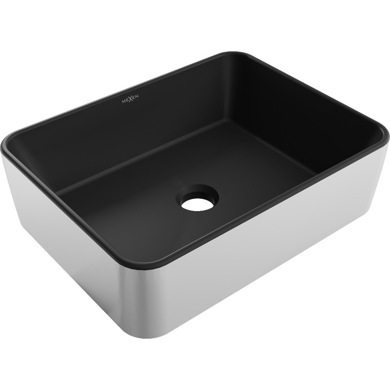 Mexen Catia countertop sink 48 x 37 cm, black matte/silver - 21314874